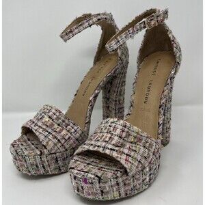 NWOT Chinese Laundry Womens Avenue Platform Heel Shoes Y2K Sz 8.5 Pink Tweed